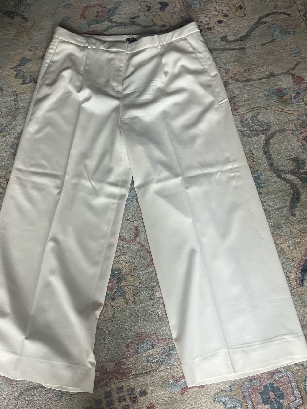 J. Crew Wide-Leg Cream Dress Pants